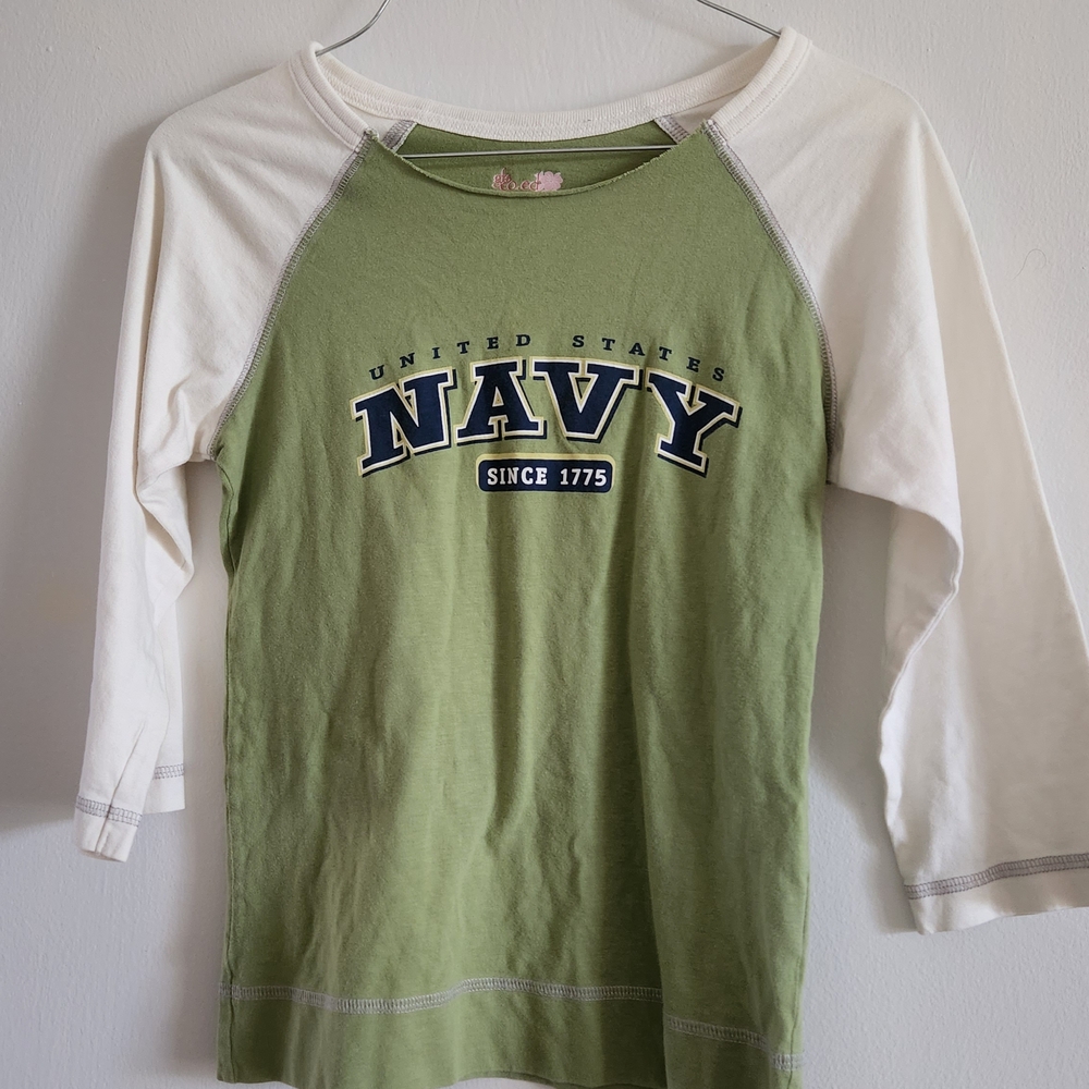 US Navy Raglan Tee - Green and White